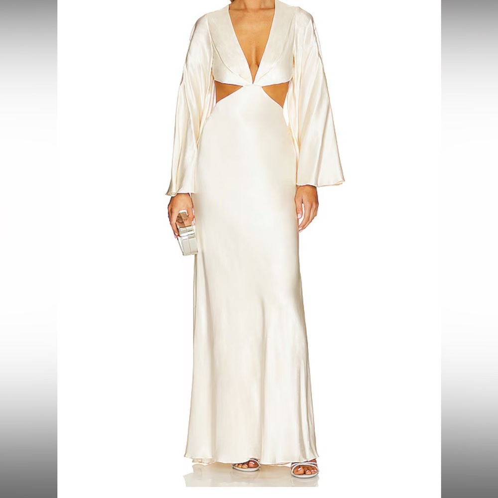NWT Shona Joy La Lune Flared Sleeve Open Back Maxi Dress